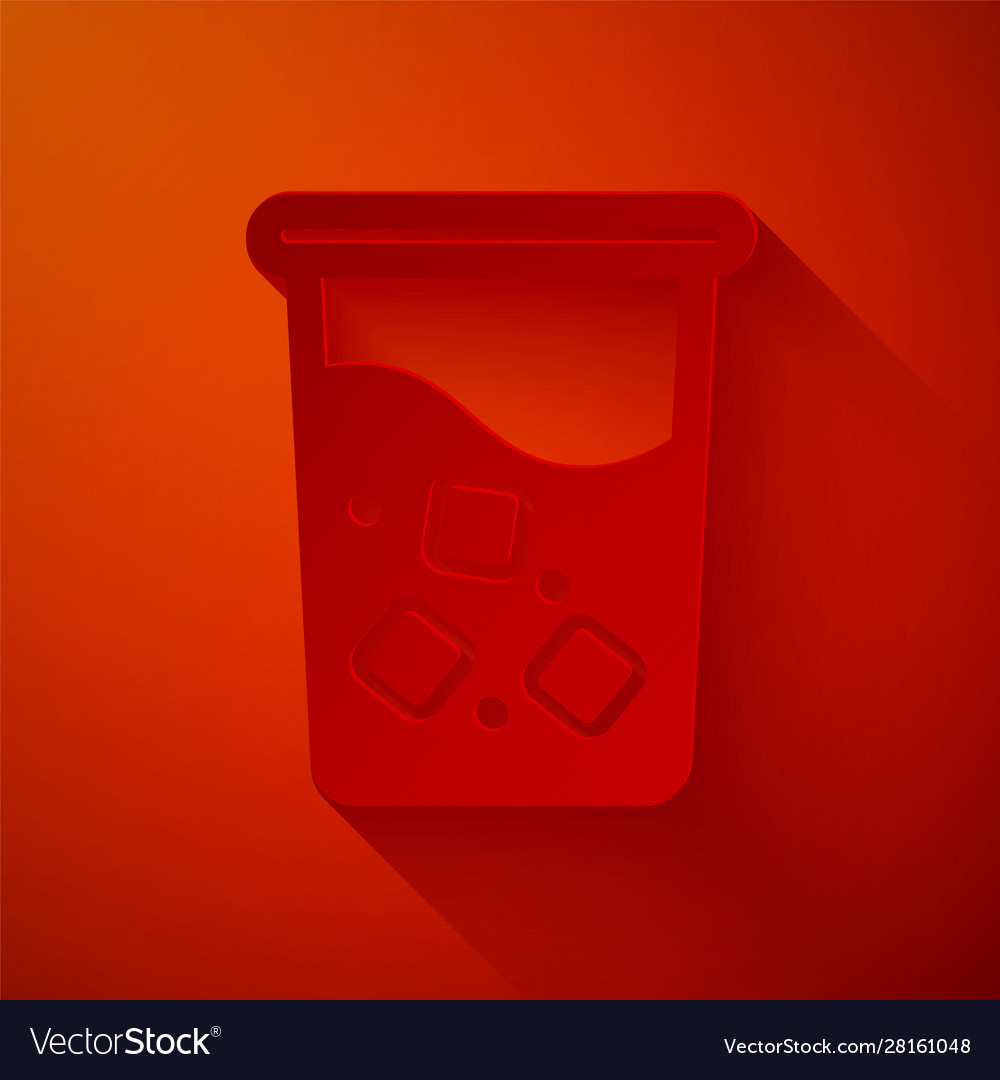 Paper cut glass with water icon isolated on red Vector Image