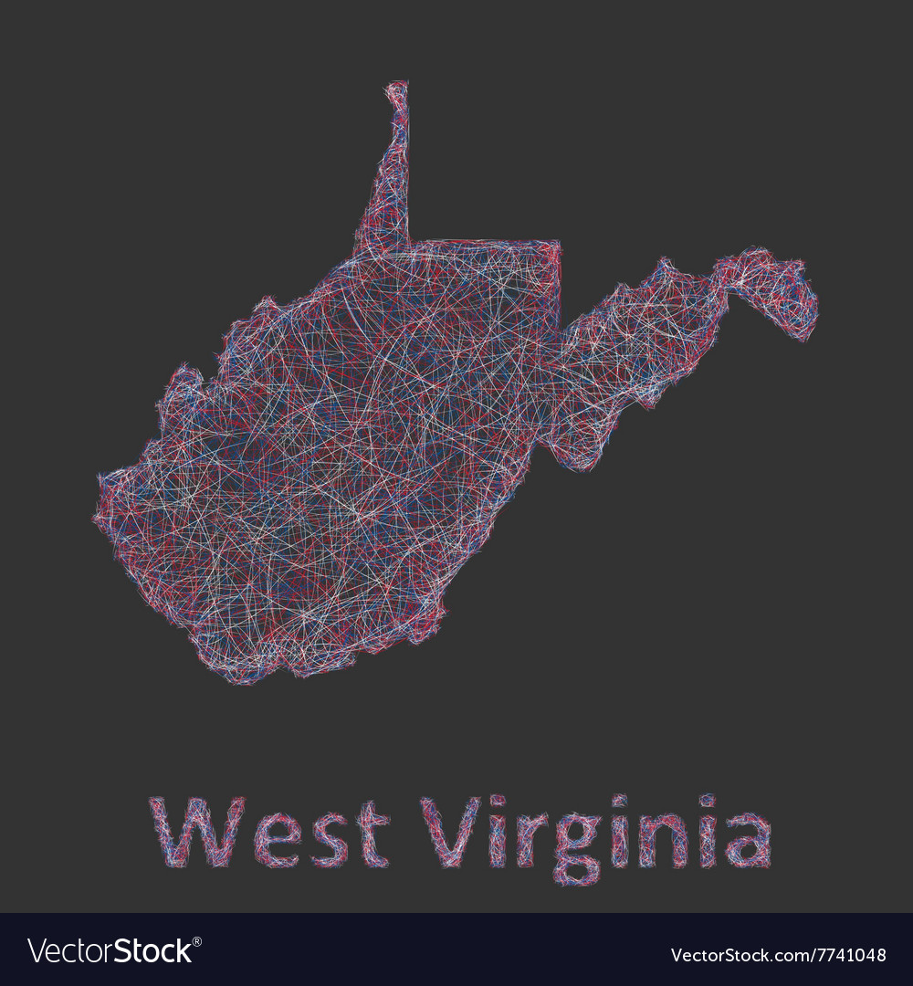 West virginia line art map Royalty Free Vector Image