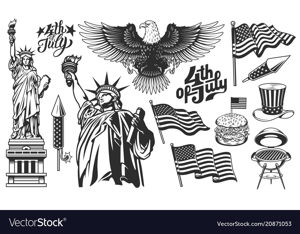 A set of design elements for independence day vector image A set of design elements for independence day