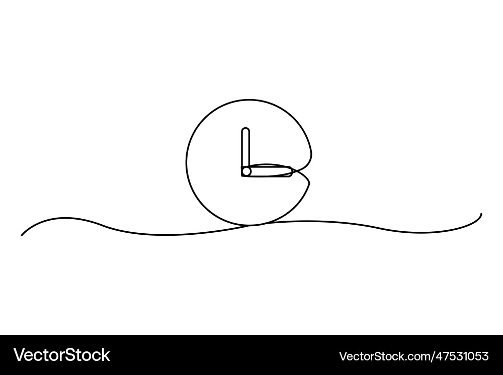 Continuous one line drawing clock icon Royalty Free Vector