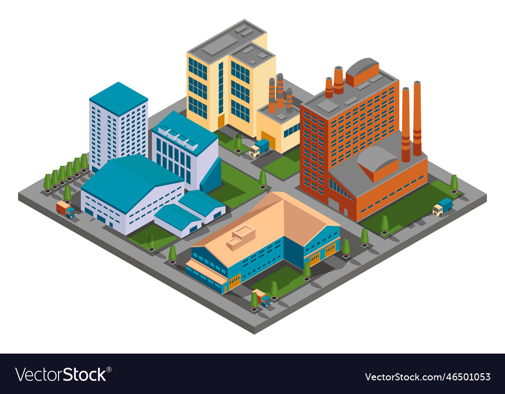 Isometric factory Royalty Free Vector Image - VectorStock