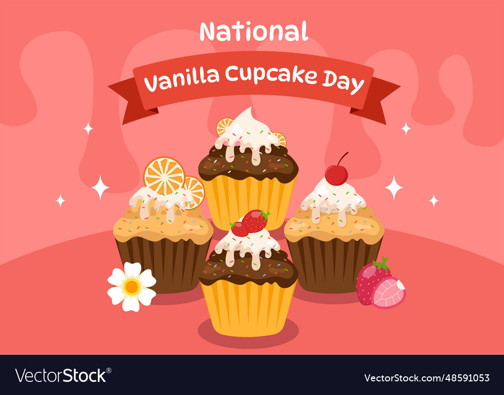 National vanilla cupcake day on 10 november Vector Image