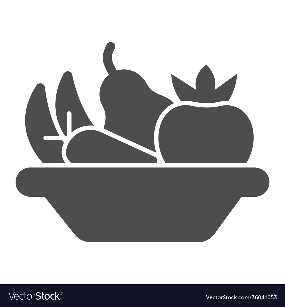 Plate with fruit solid icon diet concept Vector Image