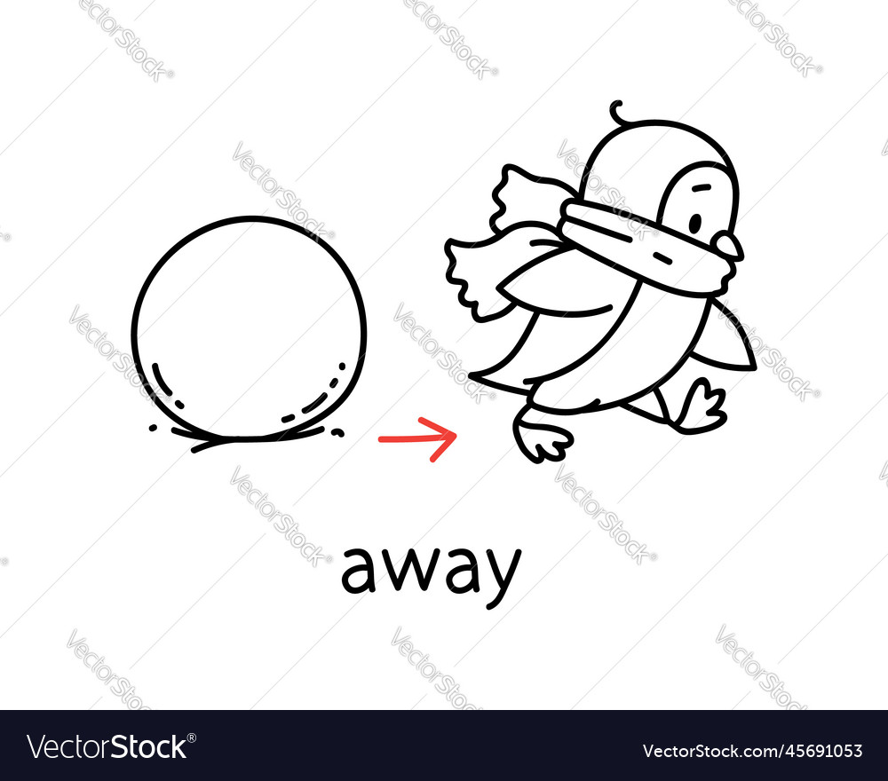 Preposition of movement penguin walks away Vector Image