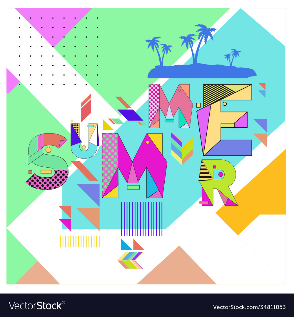 Trendy summer cards with memphis style typography Vector Image