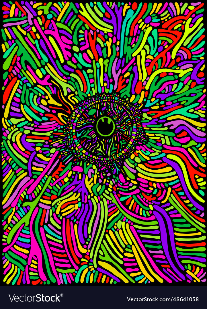 Abstract colorful cartoon eye with simple patterns