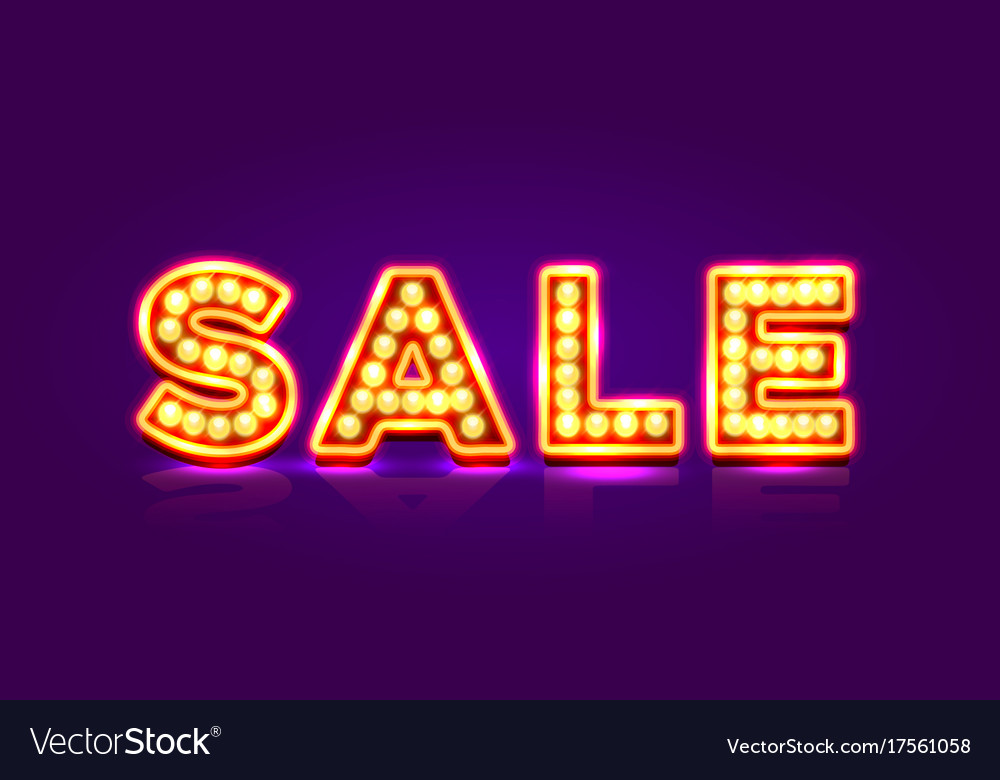 Neon sign with text sale signboard banner Vector Image