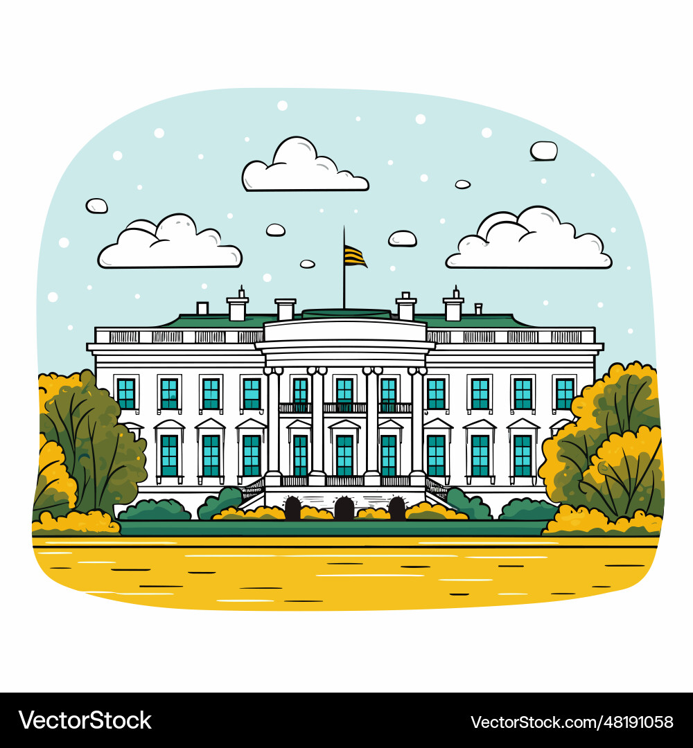 White house house handdrawn comic doodle Vector Image