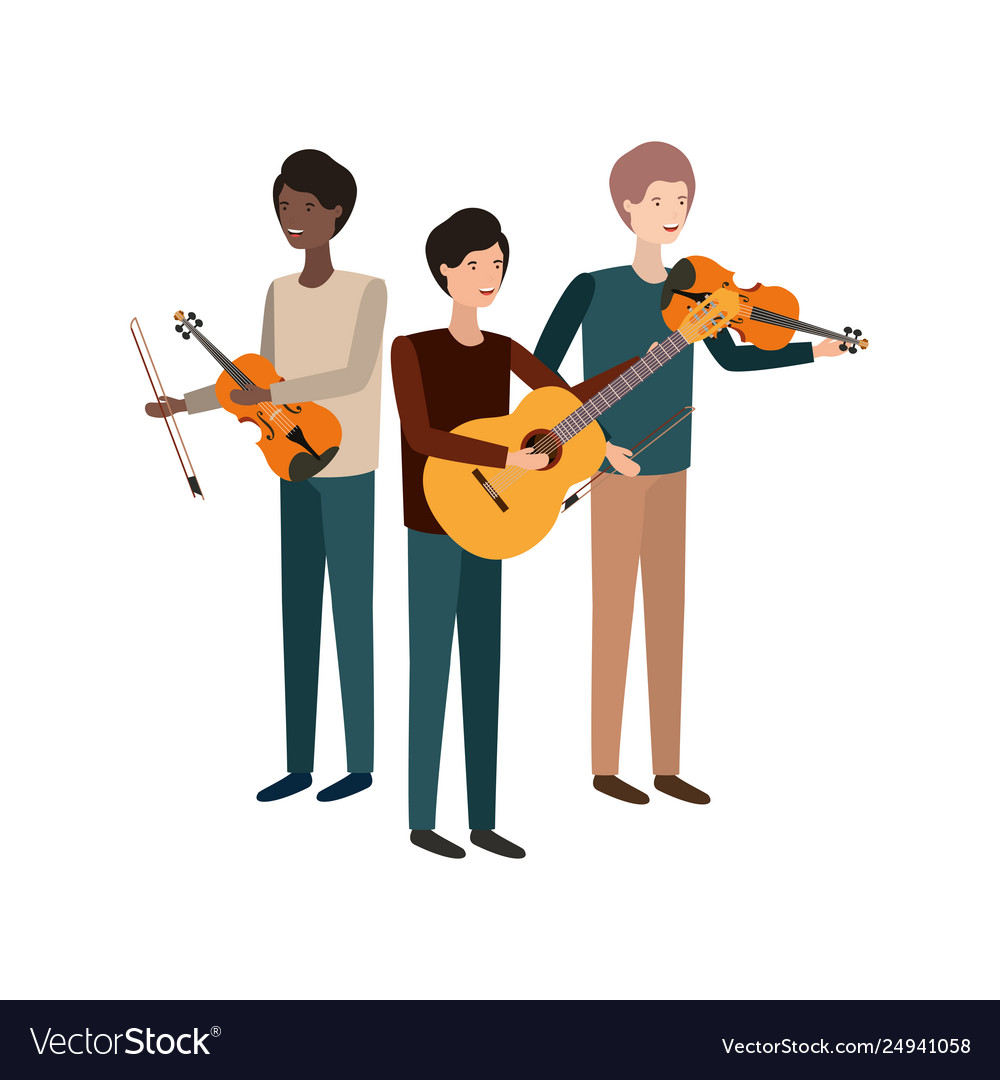 Women with musical instruments character Vector Image