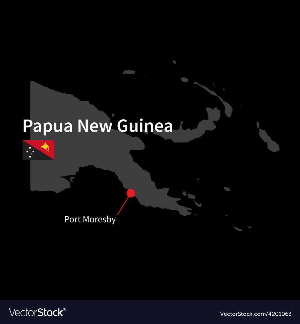 Detailed map of papua new guinea and capital city Vector Image