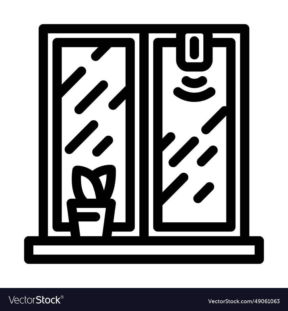 Smart window sensor home line icon Royalty Free Vector Image