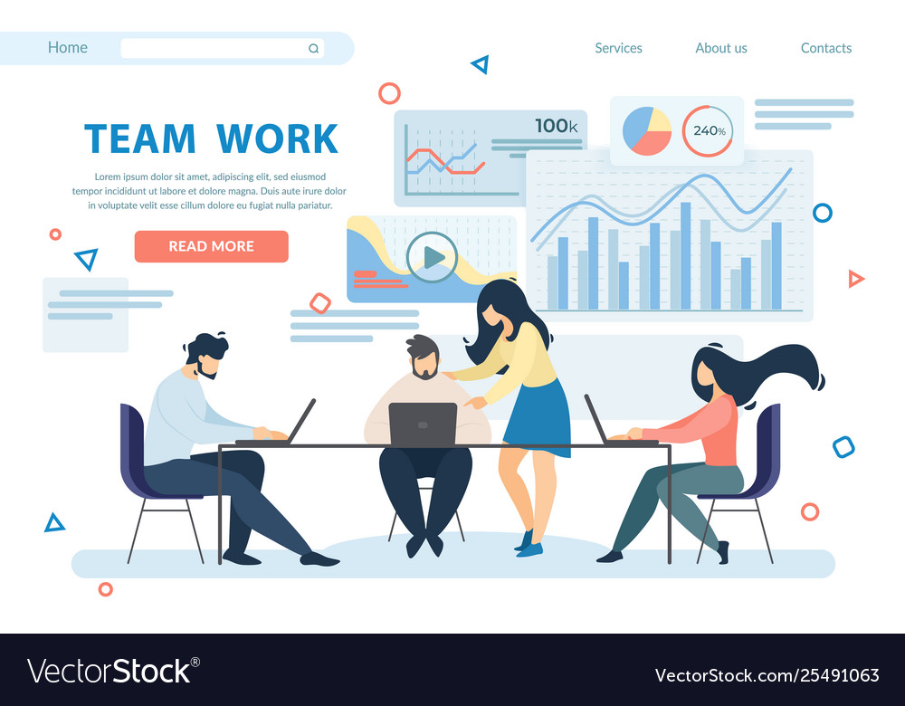 Team Work Horizontal Banner Business People Group Vector Image