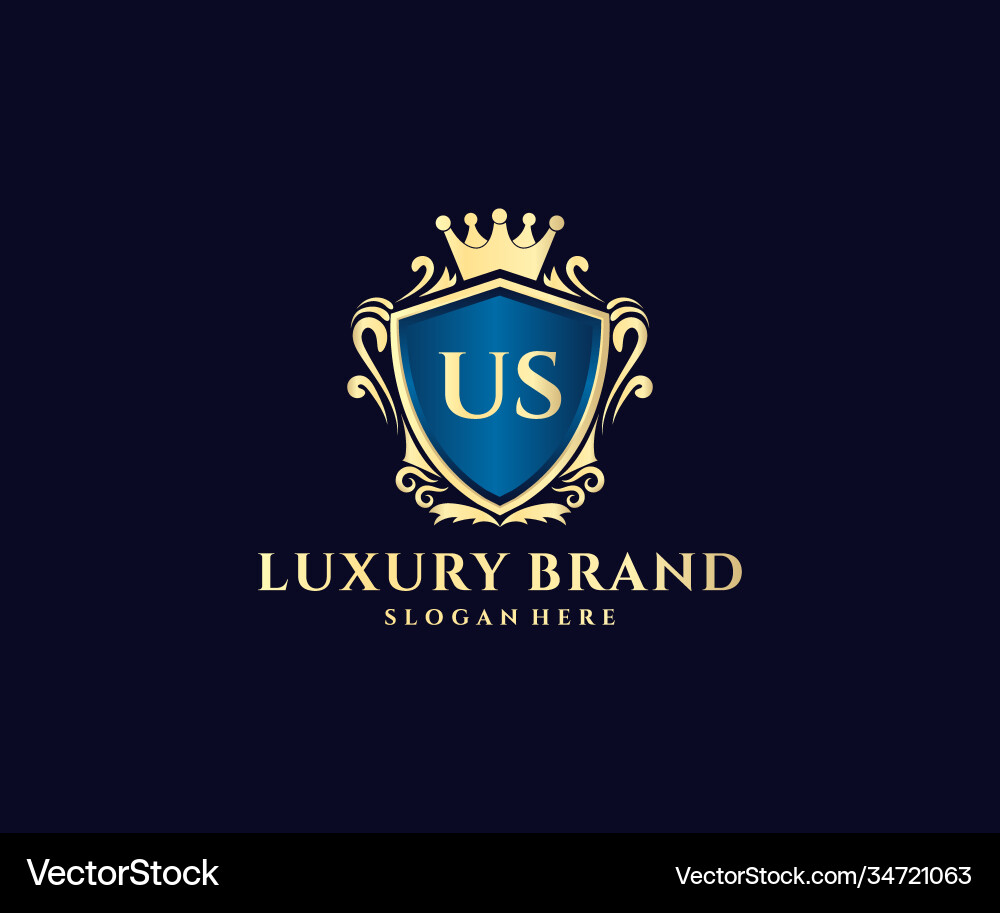 Us initial letter gold calligraphic feminine Vector Image