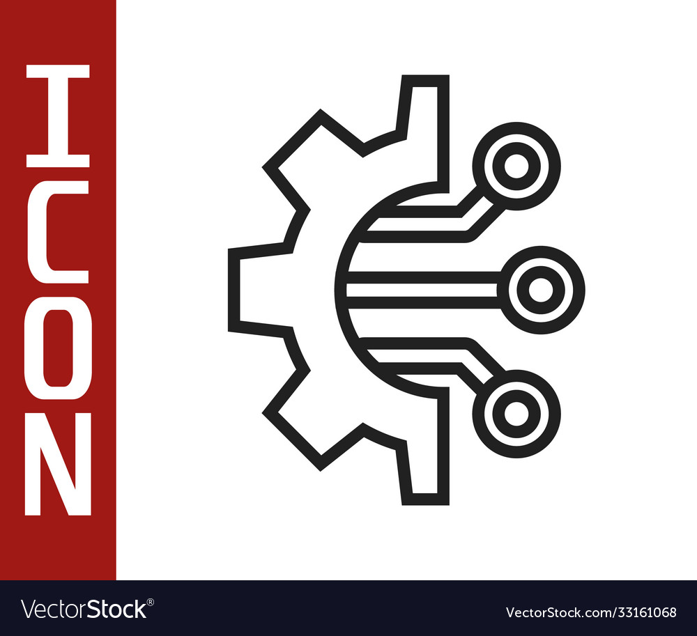 Black line algorithm icon isolated on white Vector Image