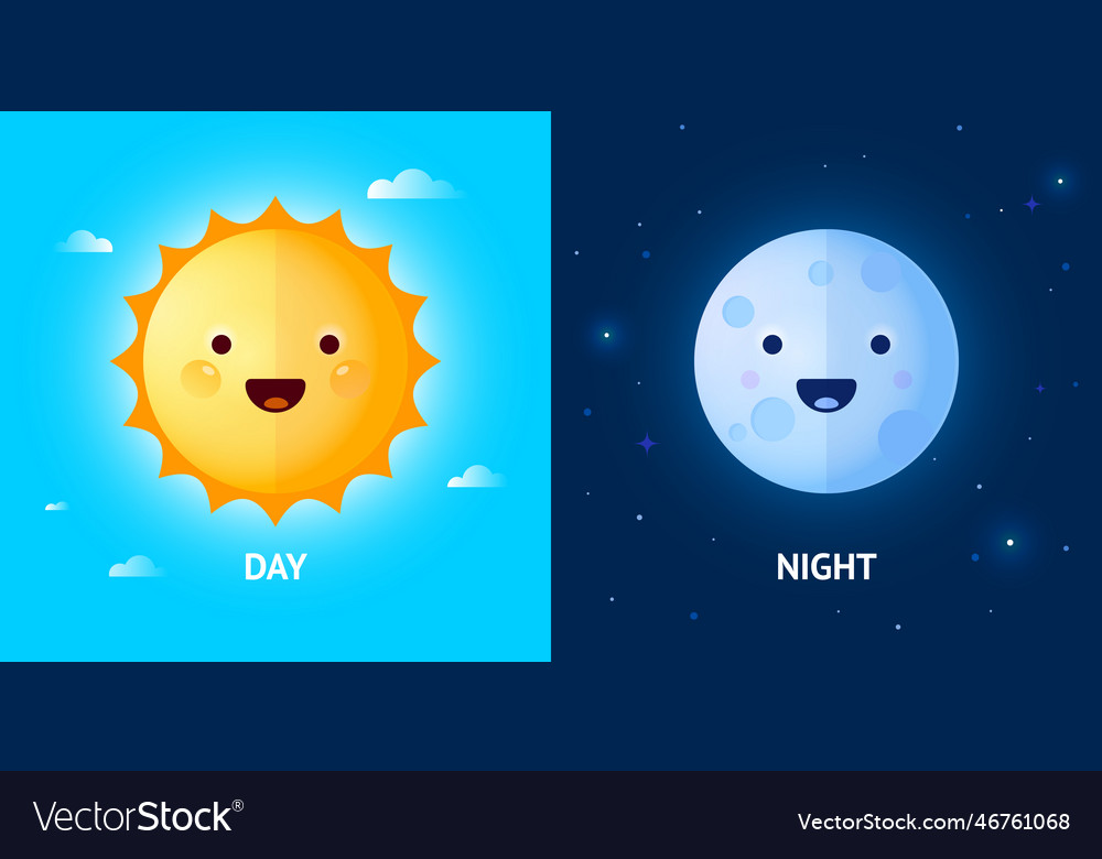 Day and night with sun moon Royalty Free Vector Image