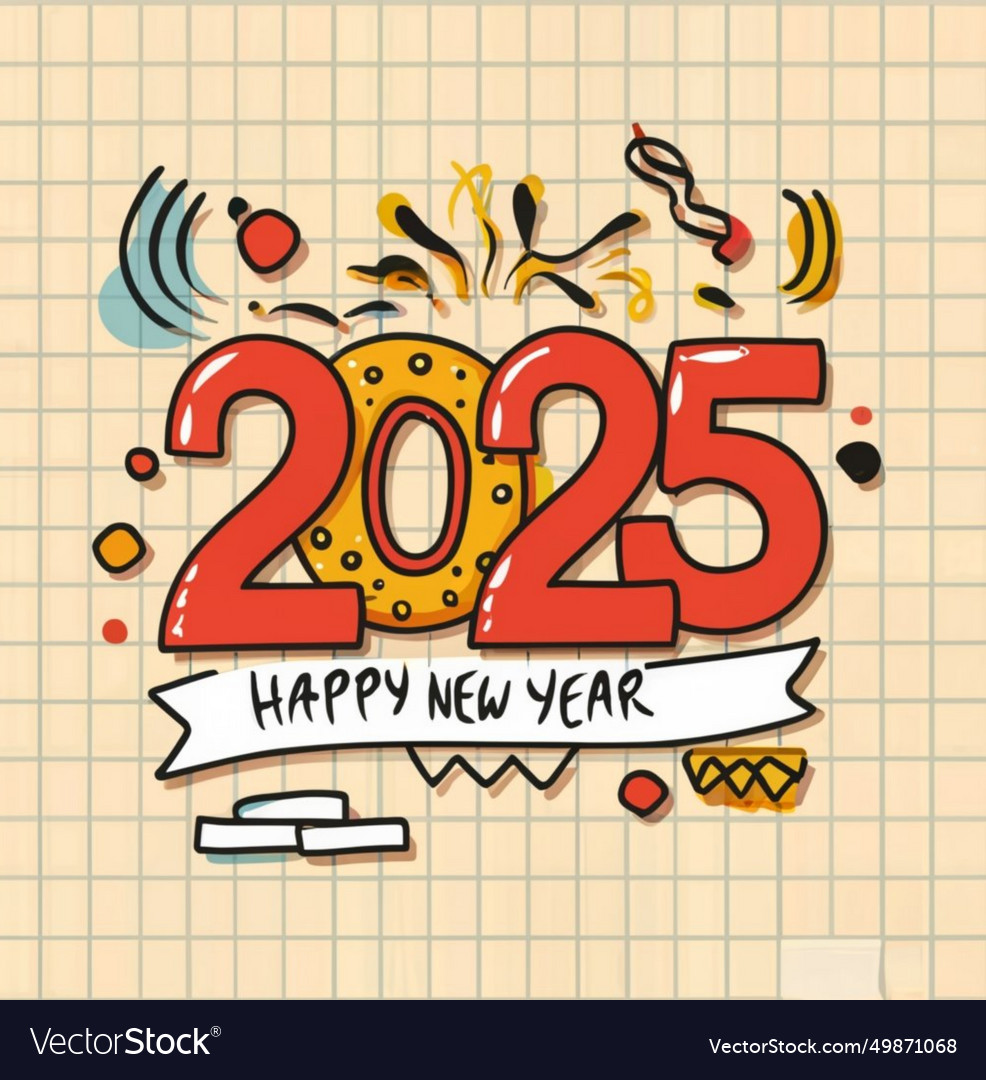 Happy new year 2025 text design Royalty Free Vector Image