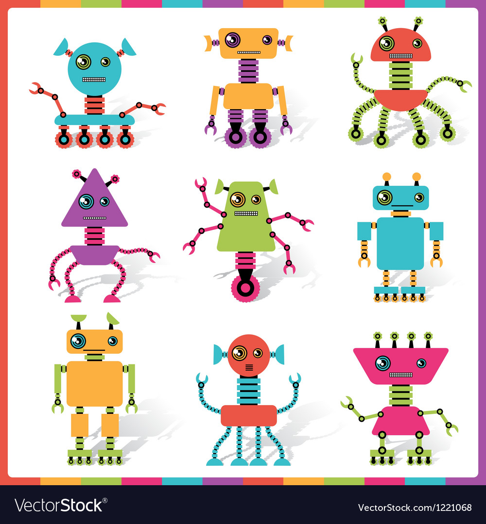 Little abstract robot doodle collection Royalty Free Vector