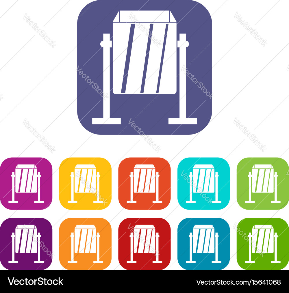 Metal dust bin icons set flat Royalty Free Vector Image
