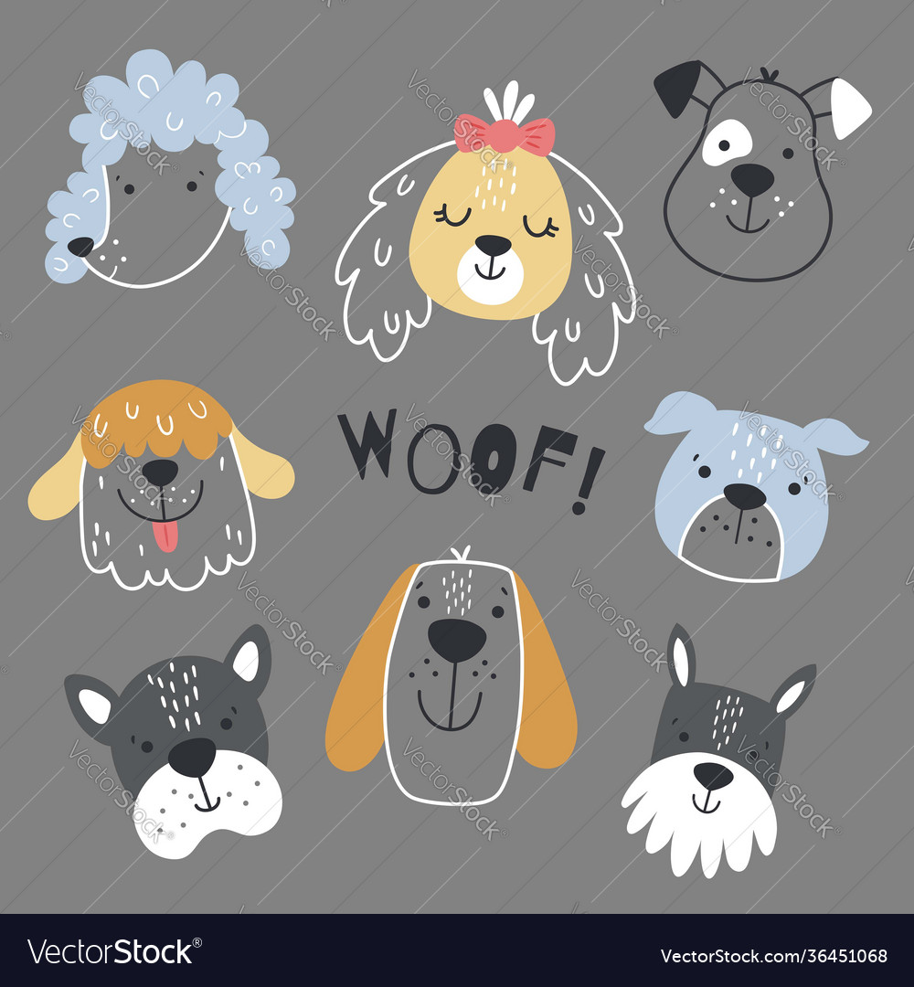 Scandinavian dog set on a grey background Vector Image