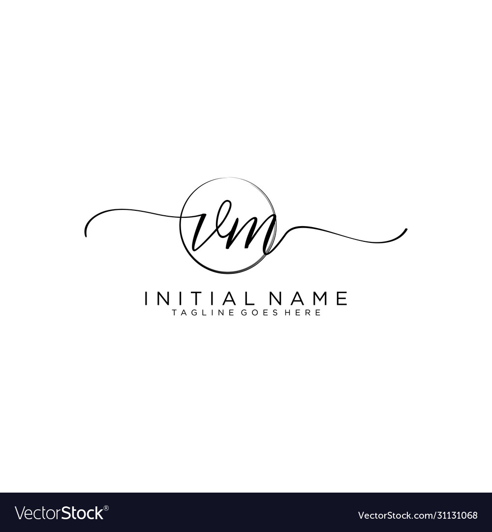 Vm initial handwriting logo with circle template Vector Image