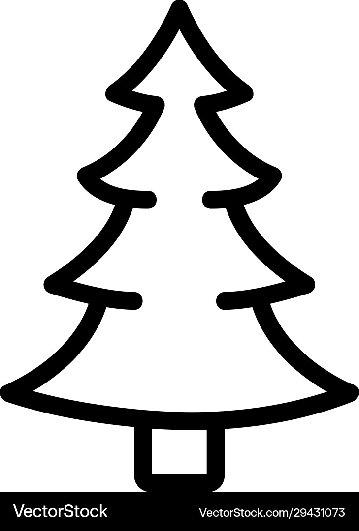 Christmas tree icon isolated contour Royalty Free Vector