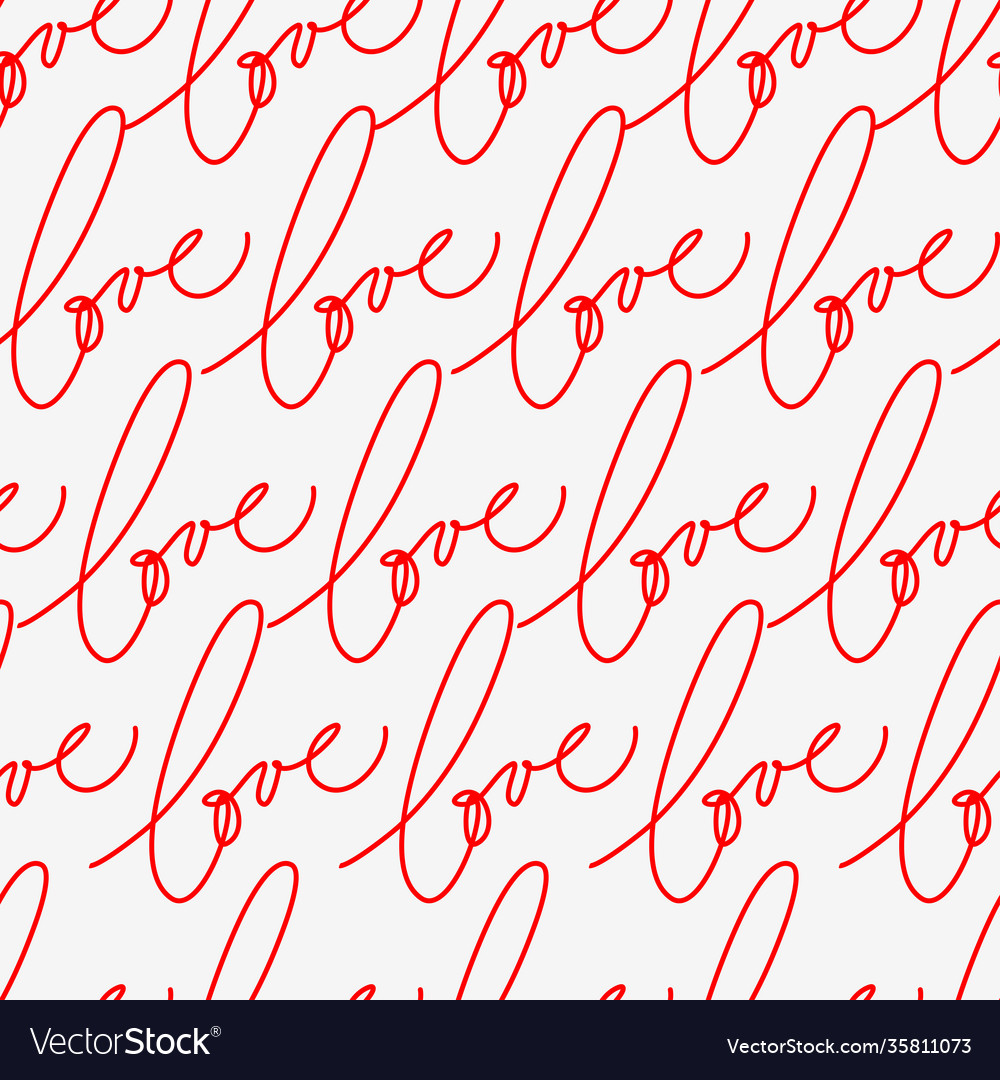 Repeating text love seamless pattern with hand Vector Image