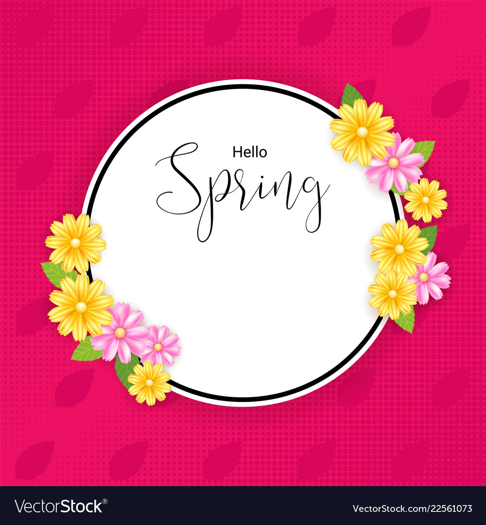 Spring Banner Background With Flower Frame In Vector Image