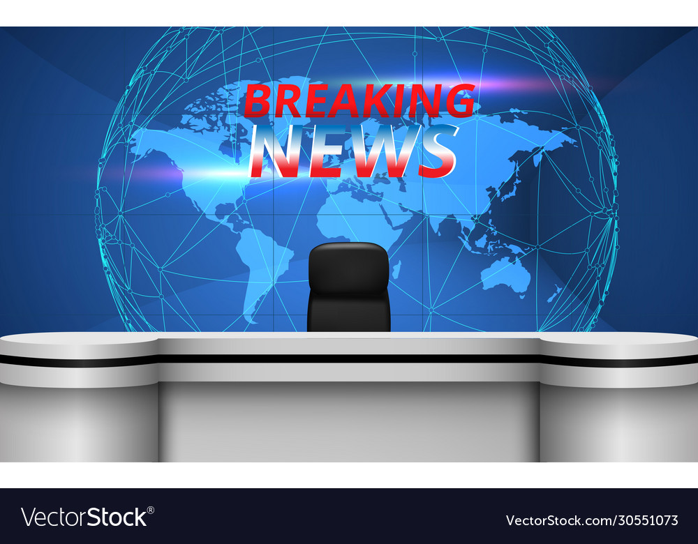 White Table And Lcds Background In News Studio Vector Image