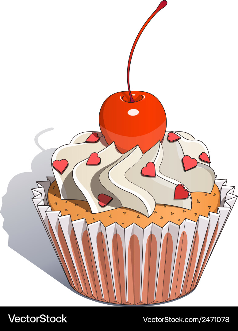 Cake with cherry Royalty Free Vector Image - VectorStock