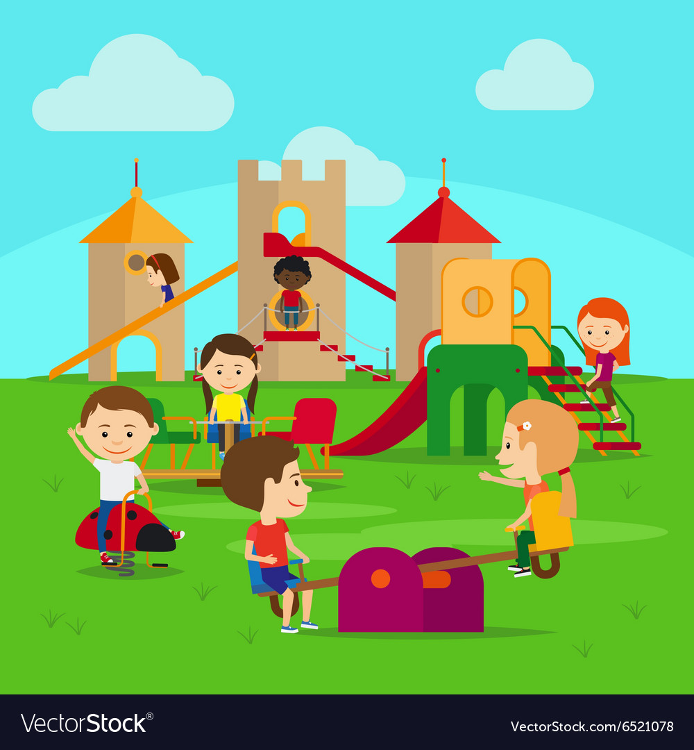 Kids on playground Royalty Free Vector Image - VectorStock