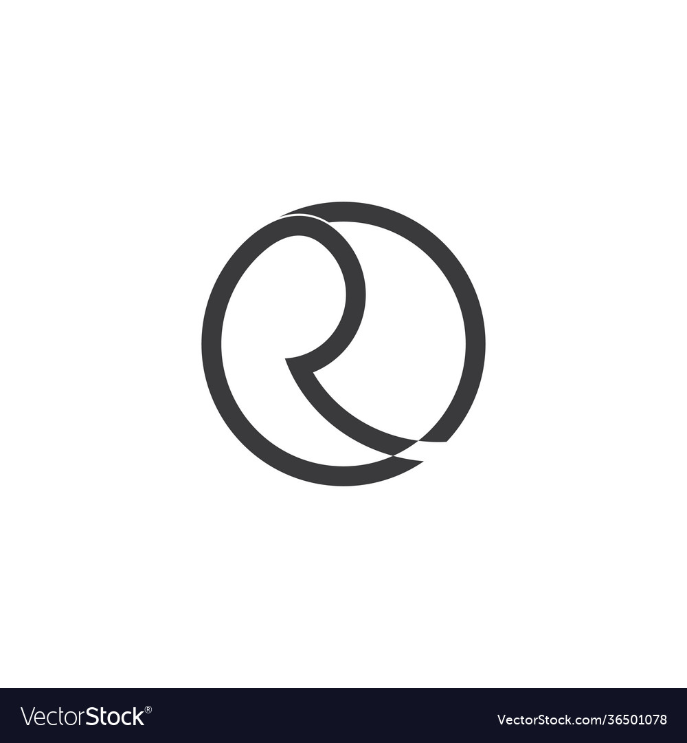Letter r circle overlapping design symbol logo Vector Image
