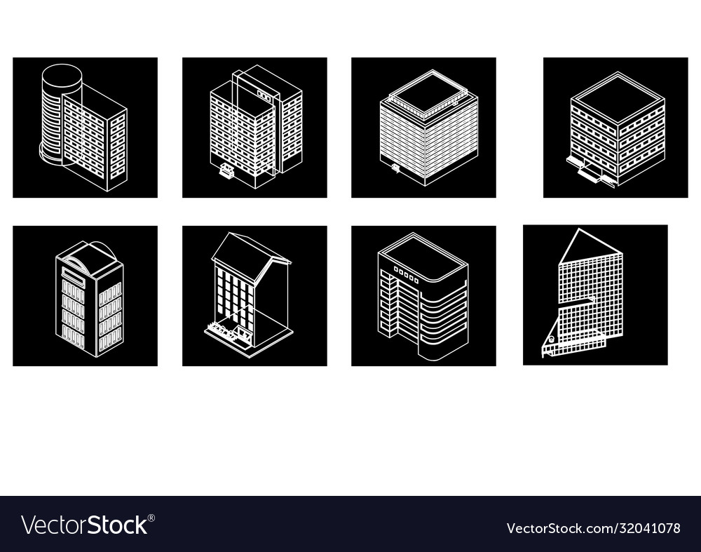 Line buildings icons city building hotel and