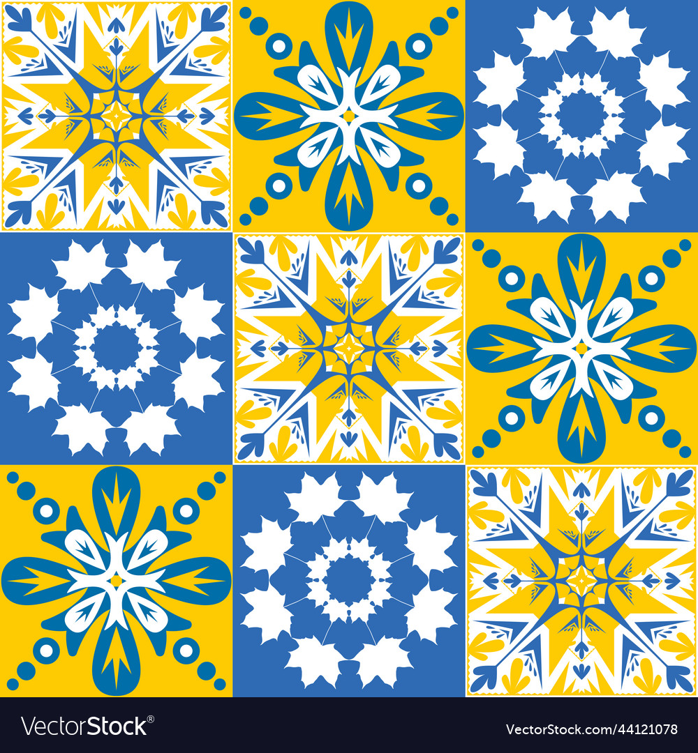 Spanish ceramic tiles azulejo talavera contrast Vector Image