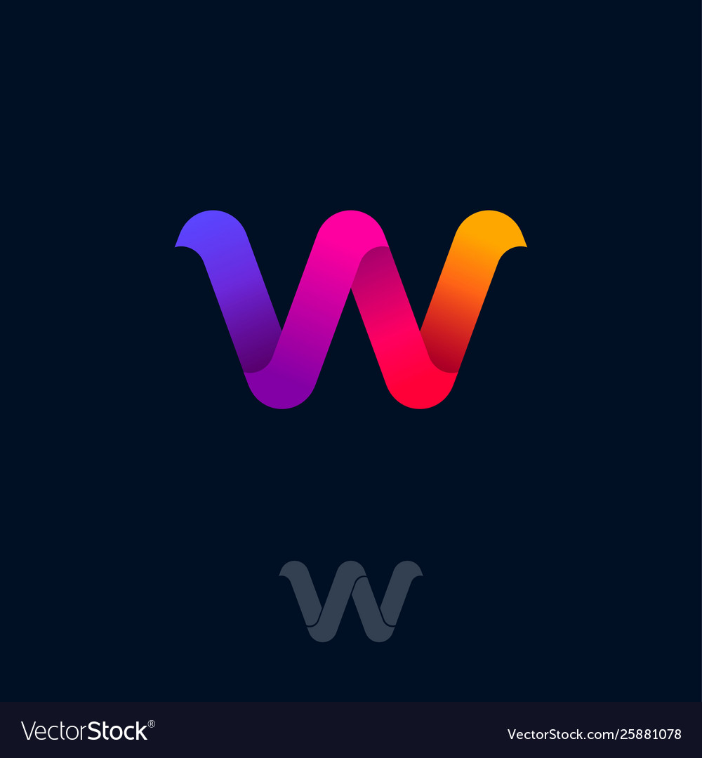 W monogram rainbow ribbon origami logo web ui vector image W monogram rainbow ribbon origami logo web ui
