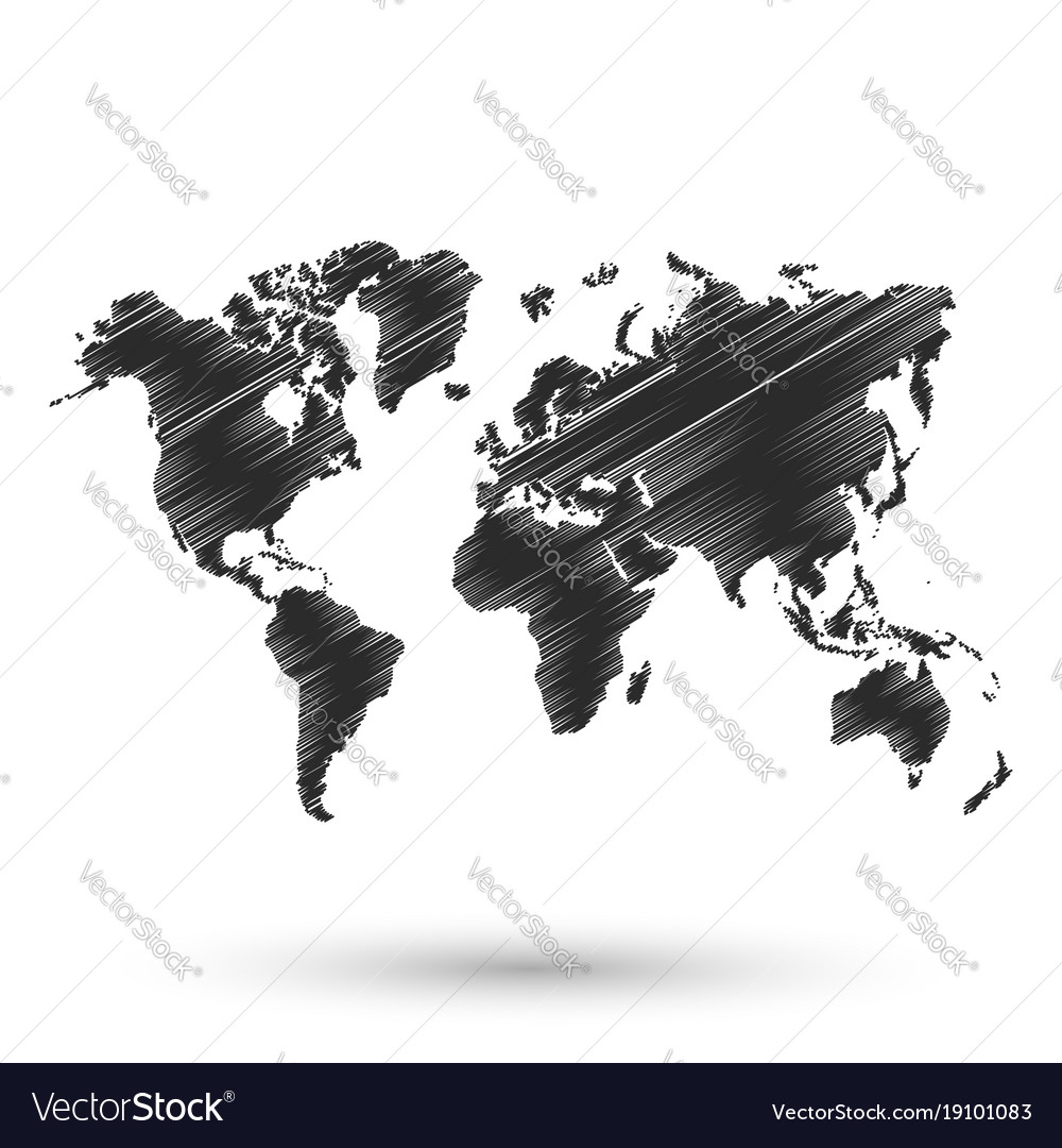 black world map sketch design vector image