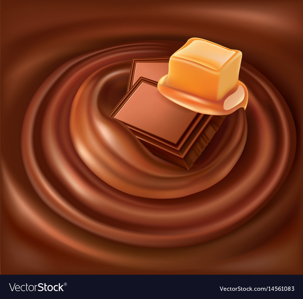 Chocolate background swirl with caramel Royalty Free Vector