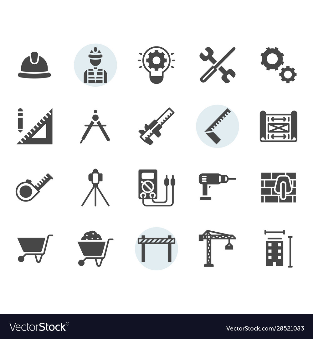 Engineering icon and symbol set in glyph design Vector Image