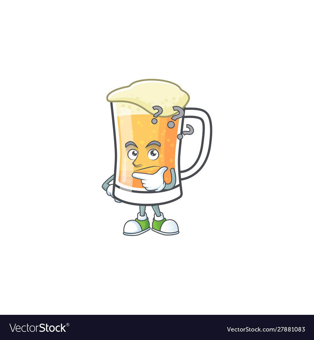 Mug beer alcohol in thinking cartoon Royalty Free Vector