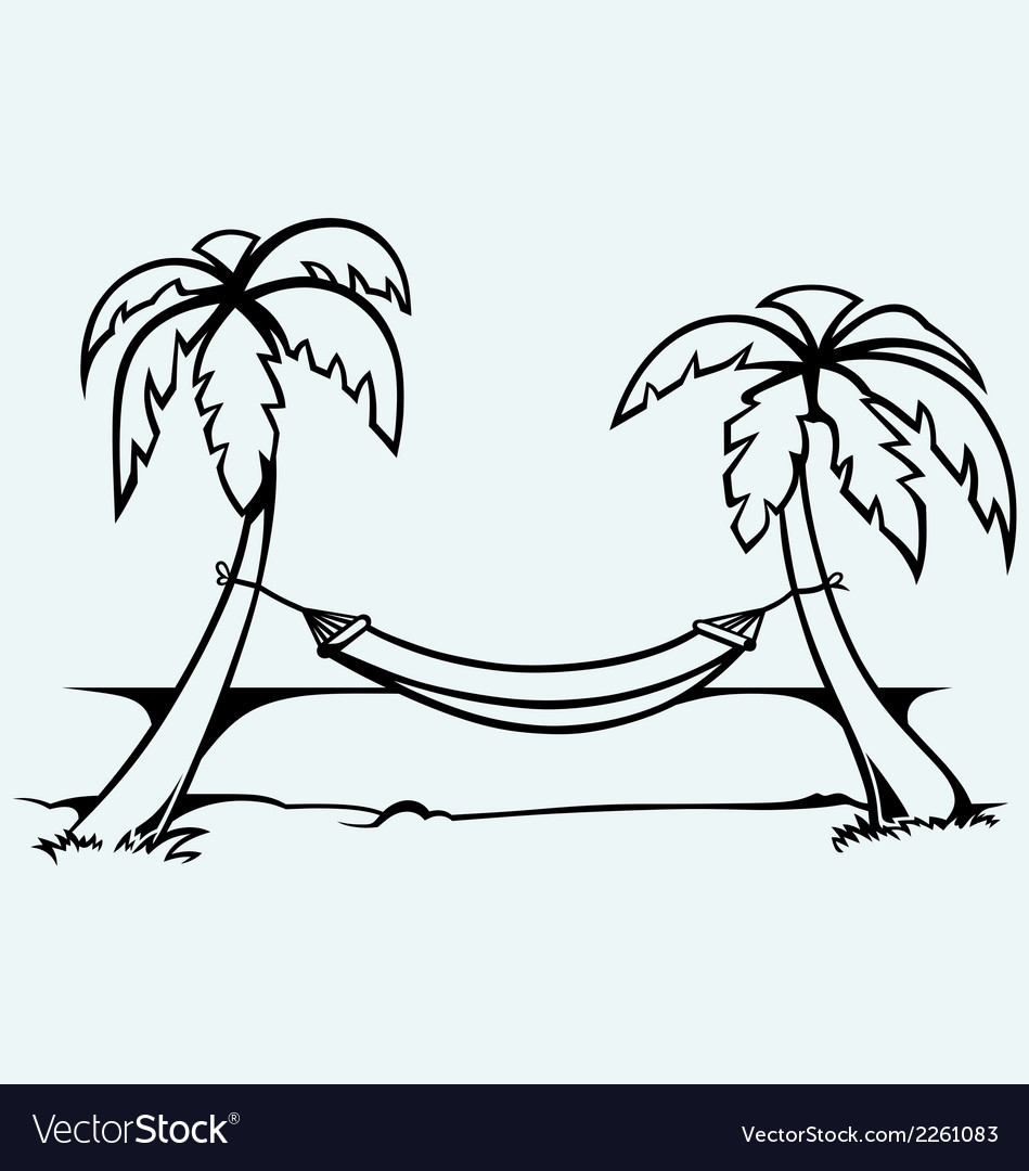 Romantic Hammock Between Palm Trees Royalty Free Vector