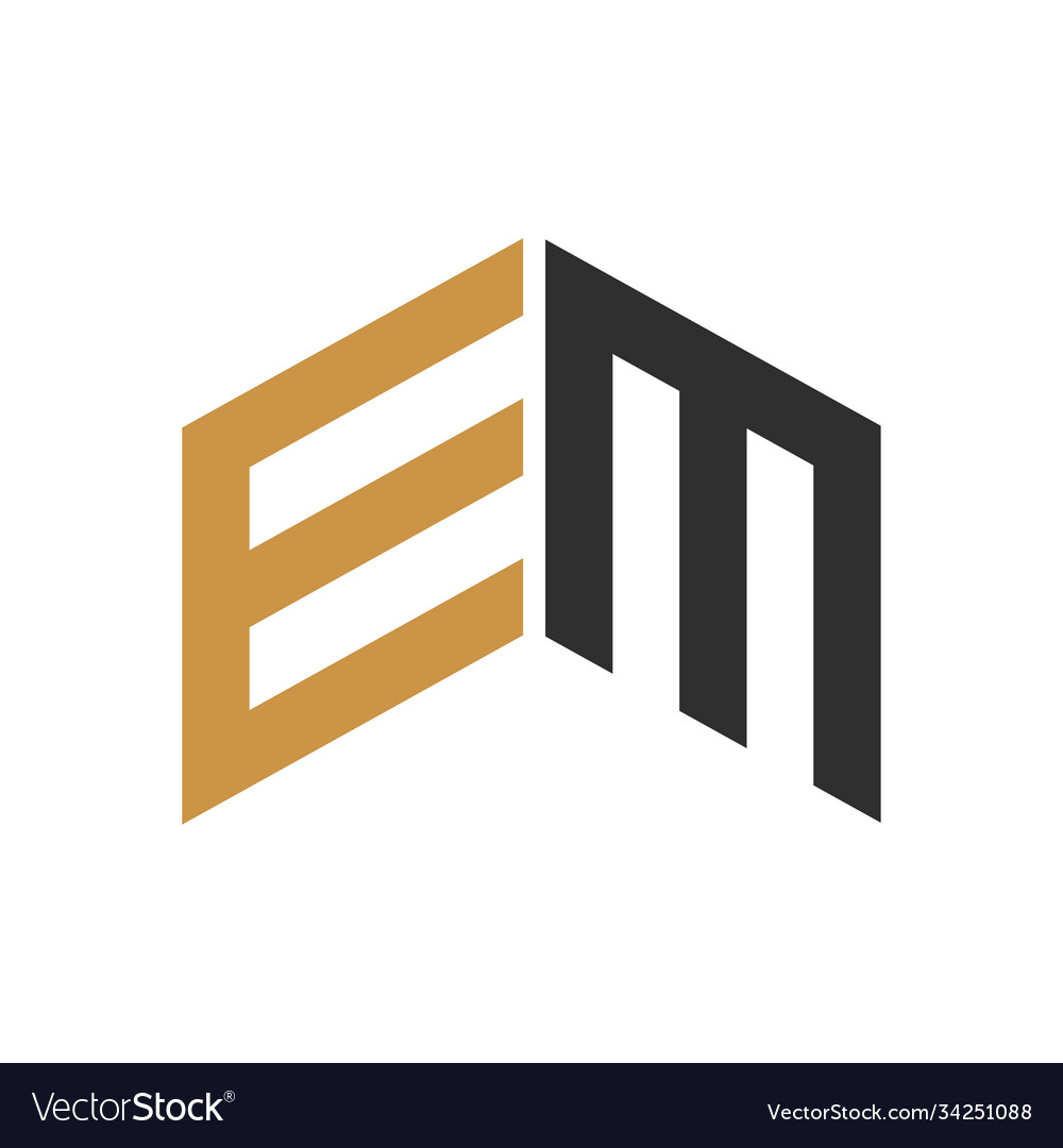 Initial letter em logo or me design Royalty Free Vector