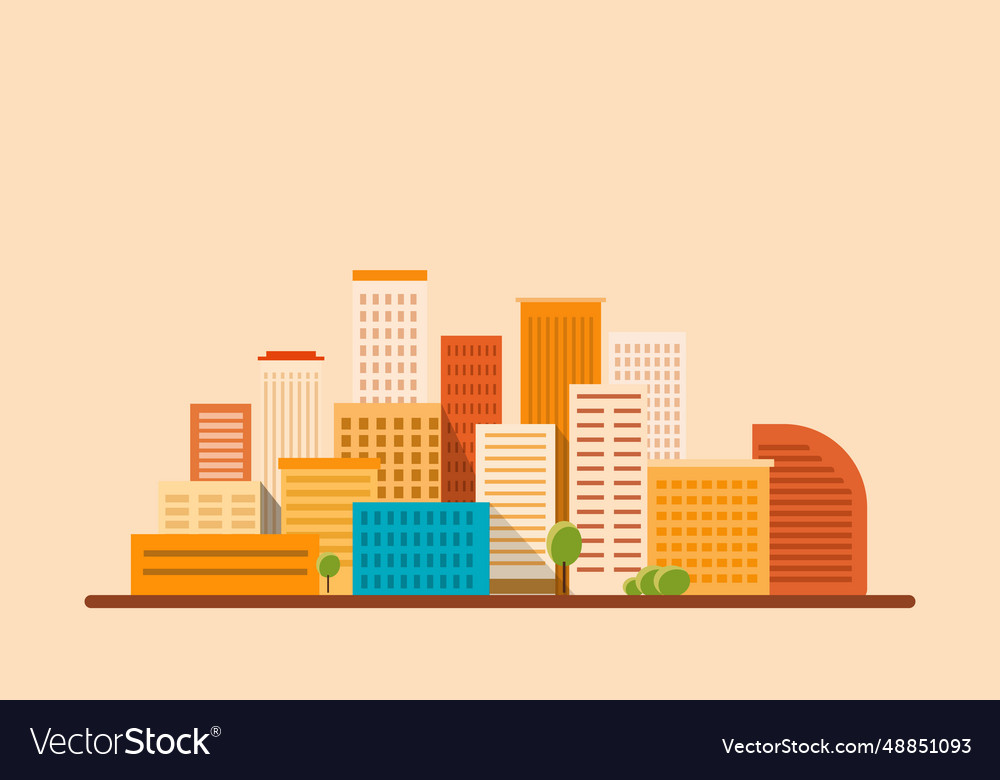 A modern city landscape in flat style Royalty Free Vector