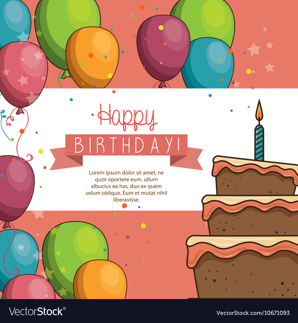 Cake balloon happy birthday design isolated Vector Image