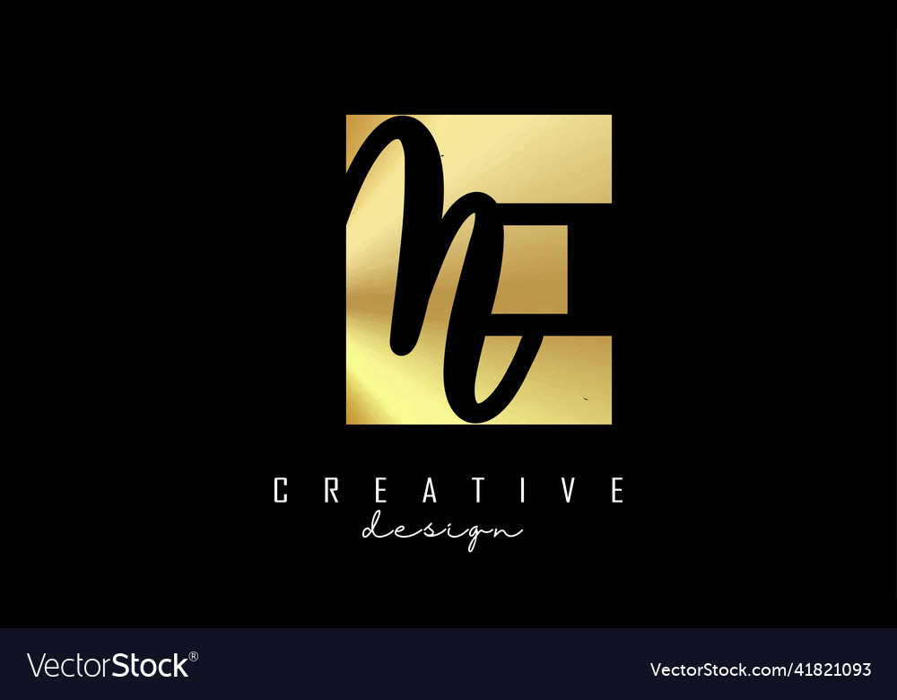 Golden letters em logo with a minimalist design Vector Image