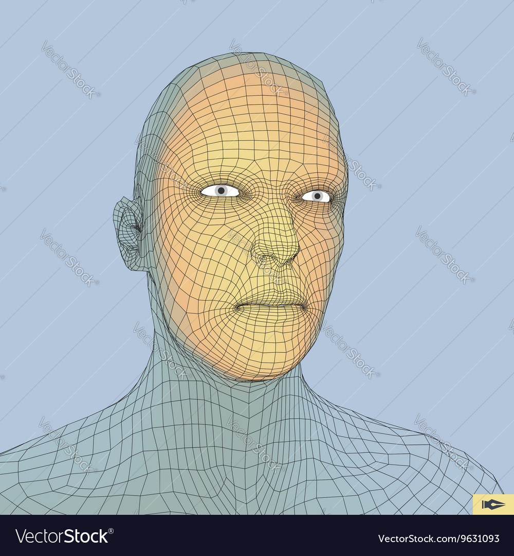 Head 3d grid geometric face design Royalty Free Vector Image