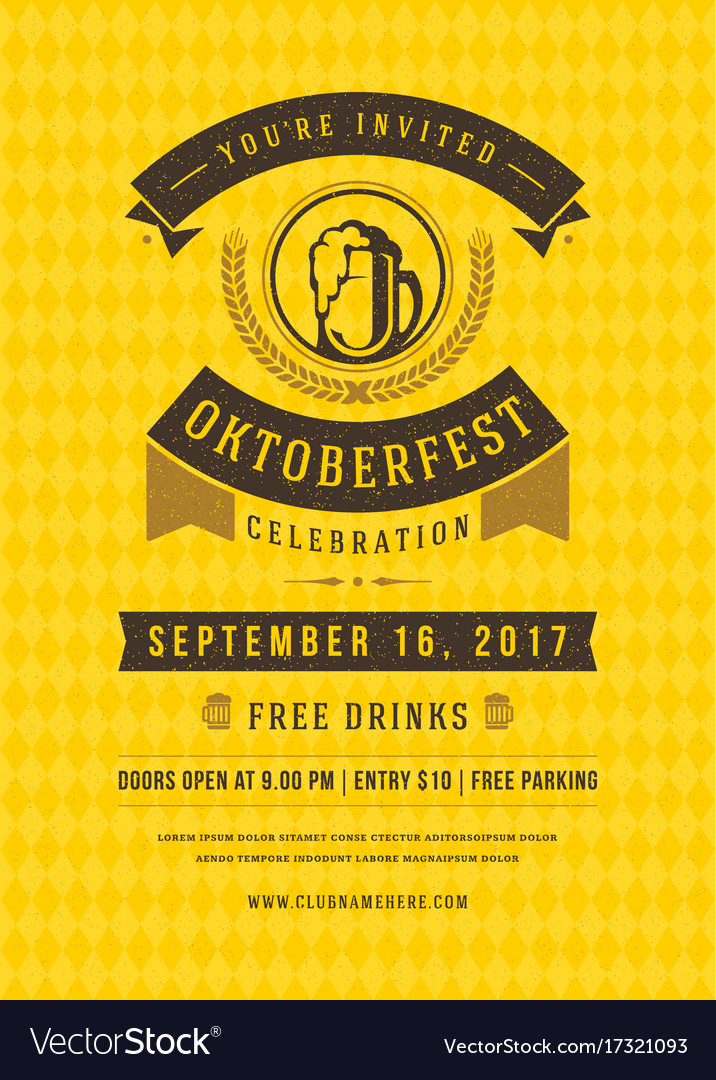 Oktoberfest Beer Festival Celebration Retro Vector Image