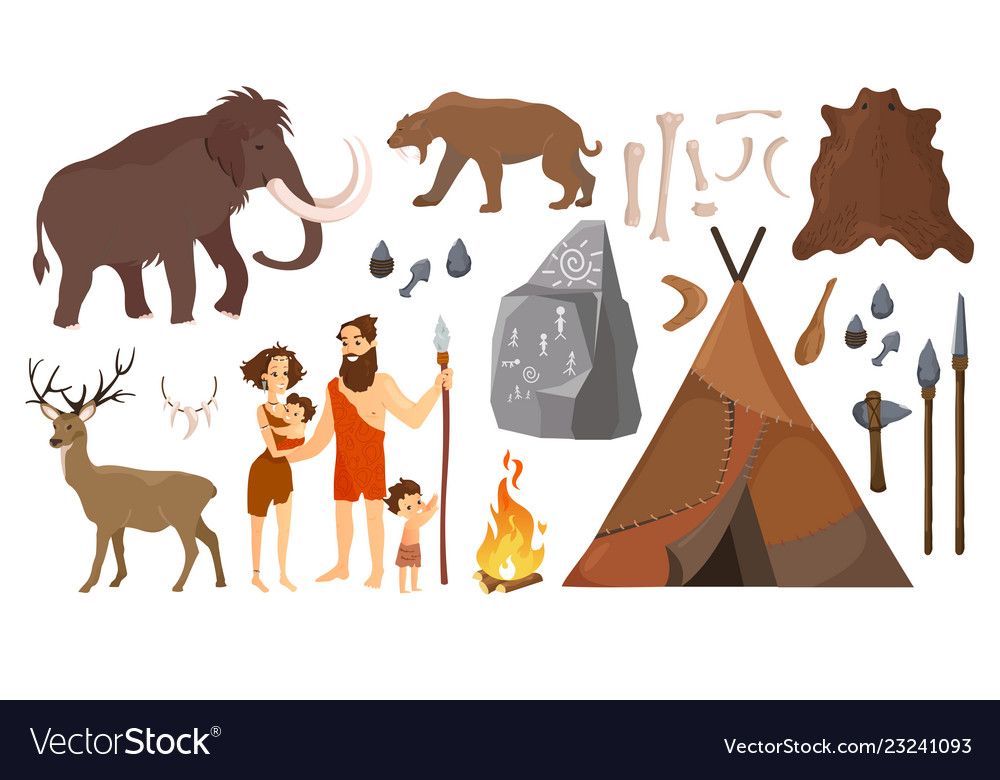 Stone age people vector image Stone age people