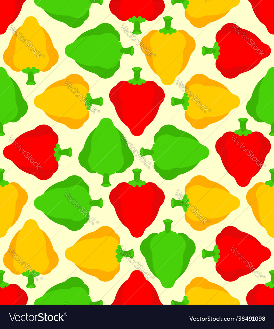 Bell pepper pattern seamless vegetable background Vector Image