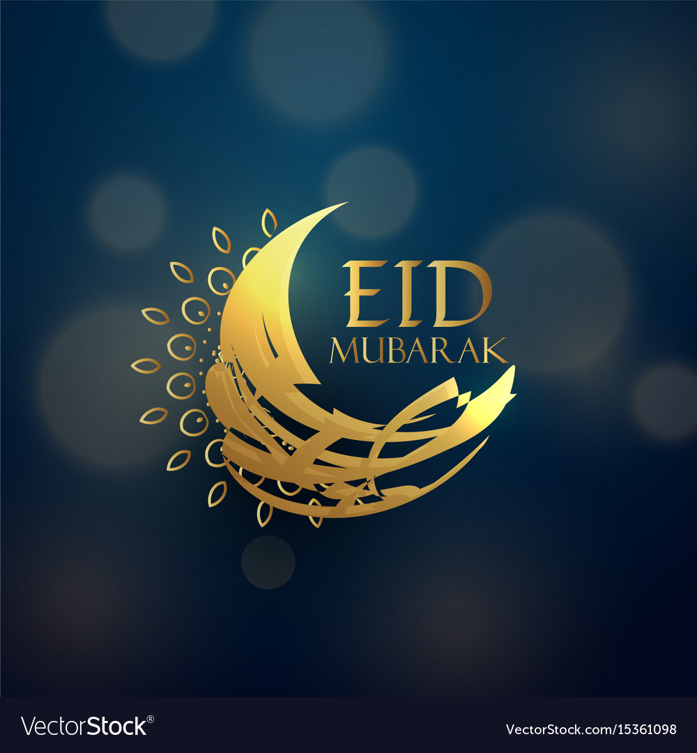 Creative eid moon design in golden color Vector Image