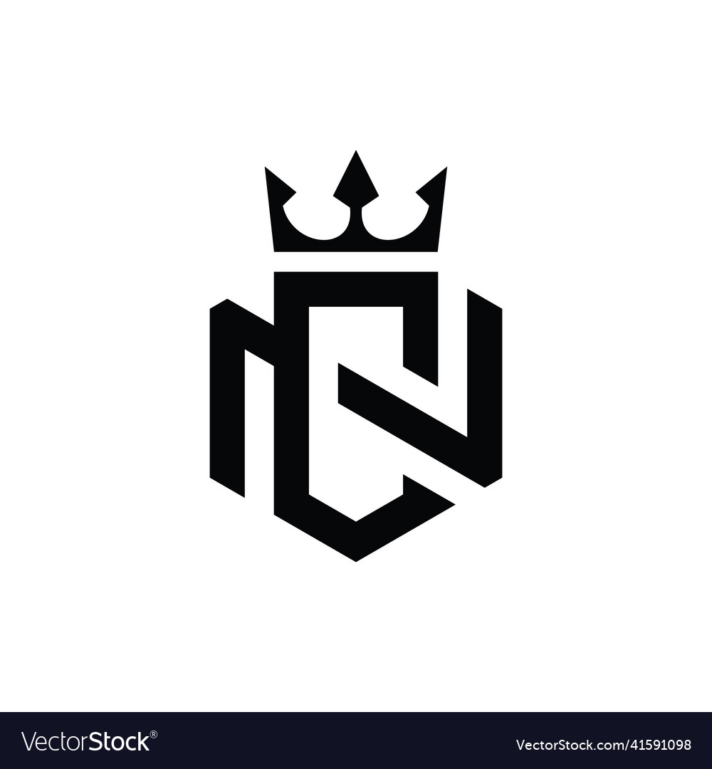 Logo nc or cn with crown icon Royalty Free Vector Image