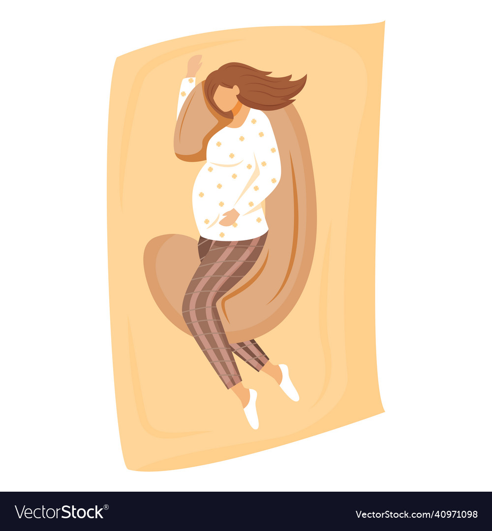 Pregnant woman sleeping on pregnancy pillow flat Vector Image